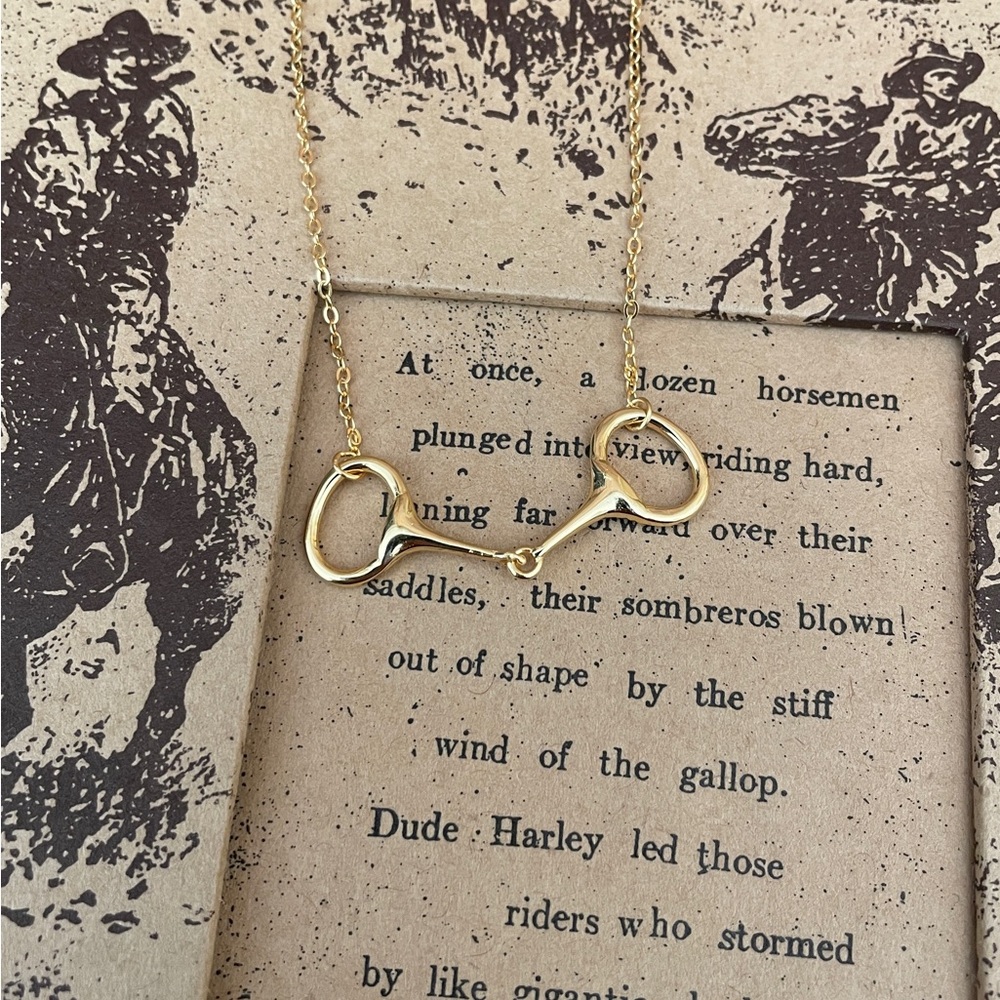 Genuine Sterling Silver Snaffle Bit Necklace - Gold